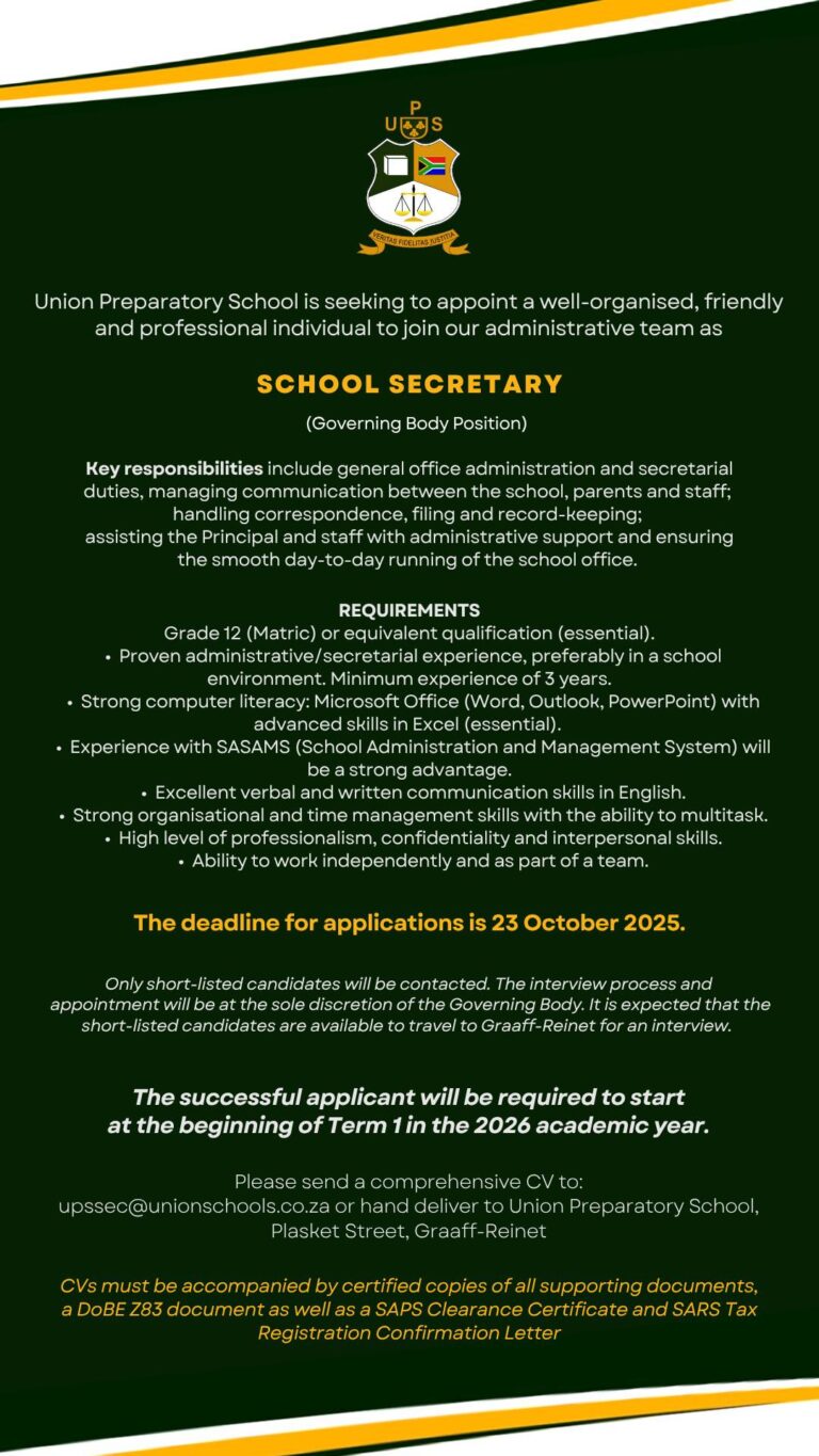Join our team – Union Preparatory School